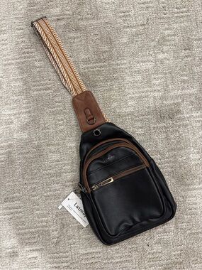Black & Brown Leather Sling Bag - Cross Body